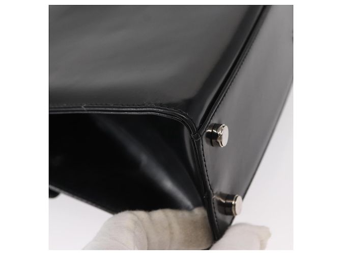 Borsa a mano in pelle Gancini Salvatore Ferragamo 2 in 1 Nero Argento Auth gh1184 - vista 17
