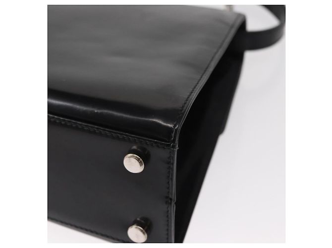 Borsa a mano in pelle Gancini Salvatore Ferragamo 2 in 1 Nero Argento Auth gh1184 - vista 18