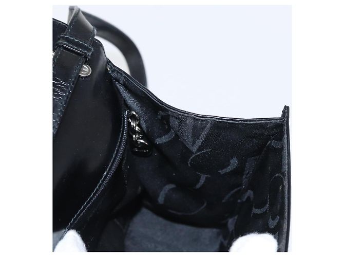 Borsa a mano in pelle Gancini Salvatore Ferragamo 2 in 1 Nero Argento Auth gh1184 - vista 19