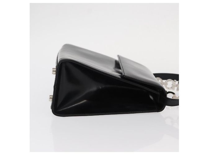 Borsa a mano in pelle Gancini Salvatore Ferragamo 2 in 1 Nero Argento Auth gh1184 - vista 3