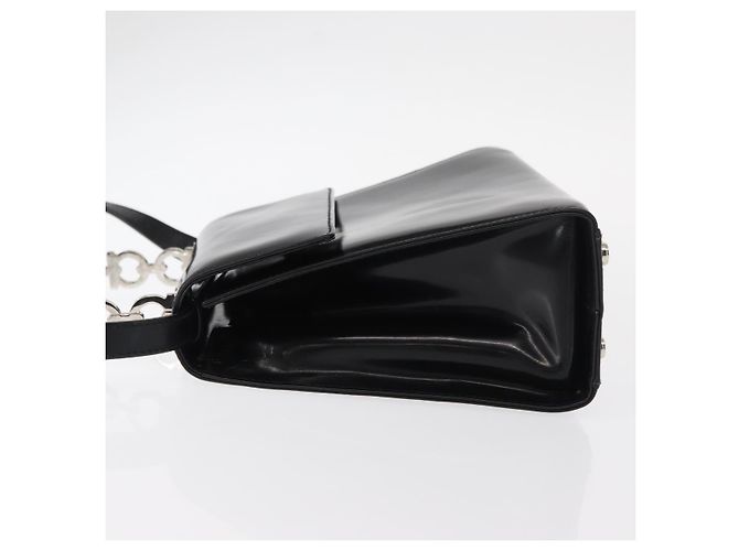 Borsa a mano in pelle Gancini Salvatore Ferragamo 2 in 1 Nero Argento Auth gh1184 - vista 4