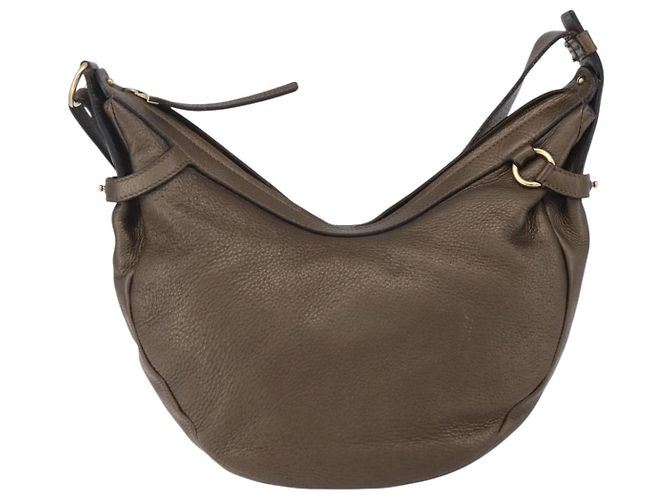 Borsa a Spalla Gancini in Pelle Marrone Oro Auth BA8420 di Salvatore Ferragamo D'oro - vista 13