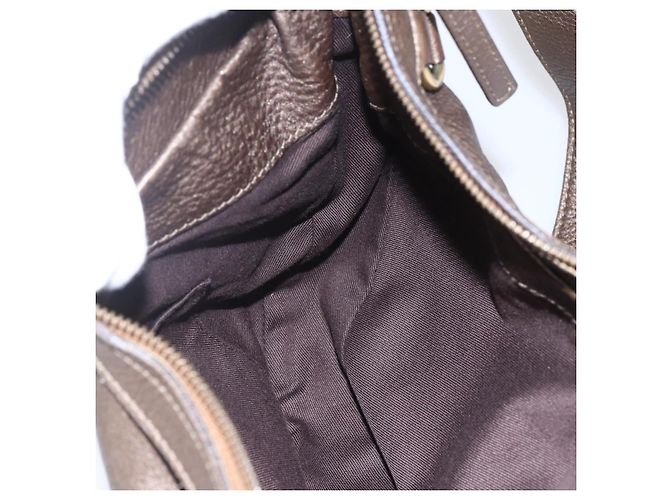 Borsa a Spalla Gancini in Pelle Marrone Oro Auth BA8420 di Salvatore Ferragamo D'oro - vista 17