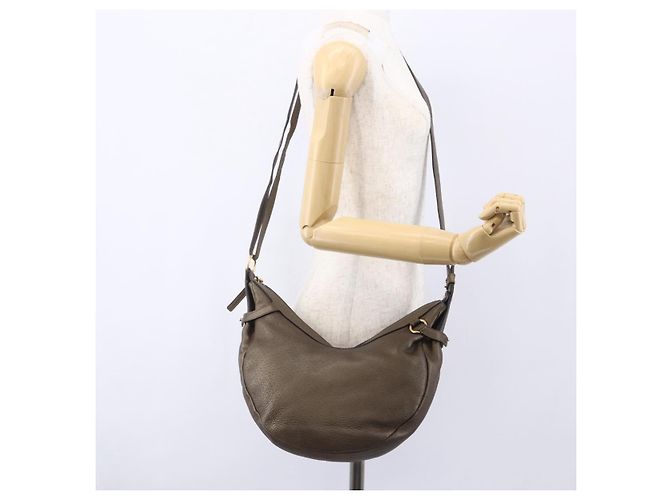 Borsa a Spalla Gancini in Pelle Marrone Oro Auth BA8420 di Salvatore Ferragamo D'oro - vista 20