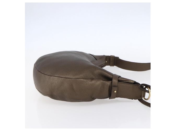 Borsa a Spalla Gancini in Pelle Marrone Oro Auth BA8420 di Salvatore Ferragamo D'oro - vista 4