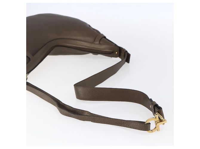Borsa a Spalla Gancini in Pelle Marrone Oro Auth BA8420 di Salvatore Ferragamo D'oro - vista 7