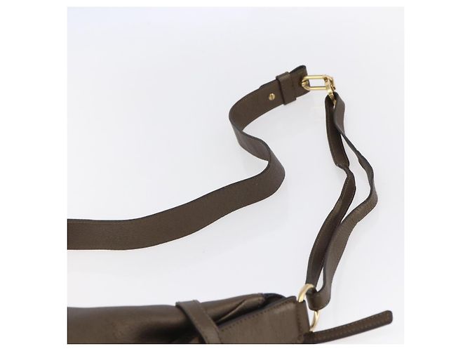 Borsa a Spalla Gancini in Pelle Marrone Oro Auth BA8420 di Salvatore Ferragamo D'oro - vista 8