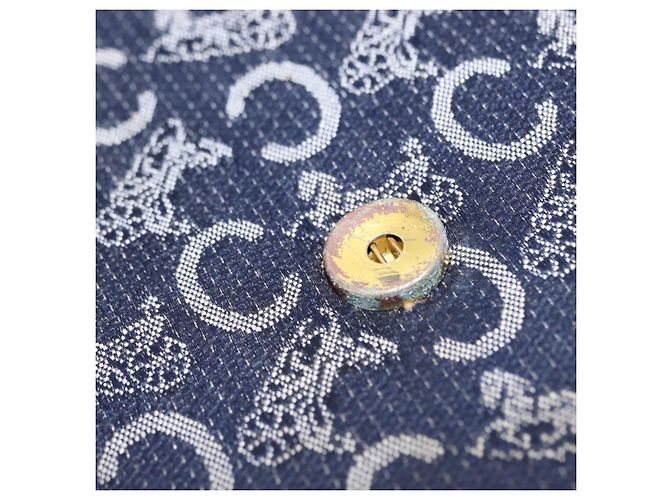 BORSO A SPALLA CÉLINE C SULKY CARRIAGE IN CANVAS E PELLE BLU NAVY ORO AUTH 153832 D'oro - vista 11
