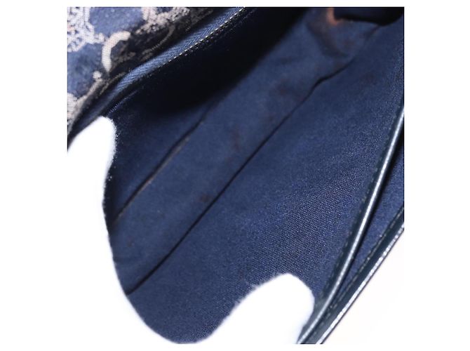 BORSO A SPALLA CÉLINE C SULKY CARRIAGE IN CANVAS E PELLE BLU NAVY ORO AUTH 153832 D'oro - vista 12