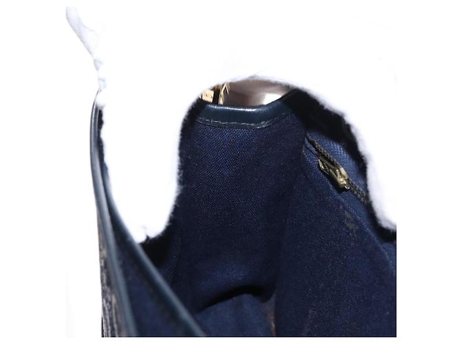 BORSO A SPALLA CÉLINE C SULKY CARRIAGE IN CANVAS E PELLE BLU NAVY ORO AUTH 153832 D'oro - vista 20