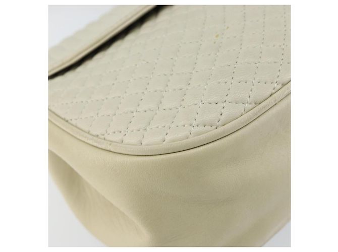 BALLY Bolsa de mão acolchoada de couro branco e dourado Auth gh1163 - vista 14