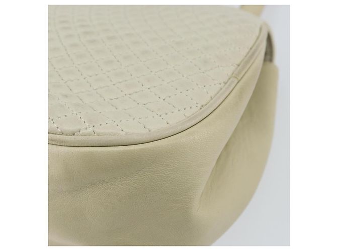BALLY Bolsa de mão acolchoada de couro branco e dourado Auth gh1163 - vista 15