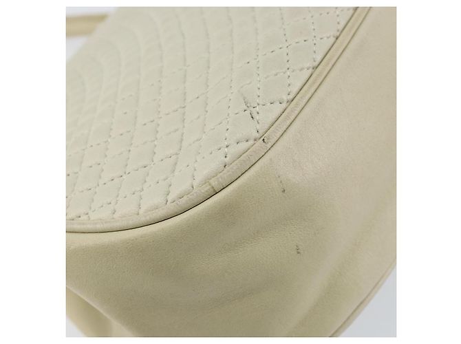 BALLY Bolsa de mão acolchoada de couro branco e dourado Auth gh1163 - vista 16