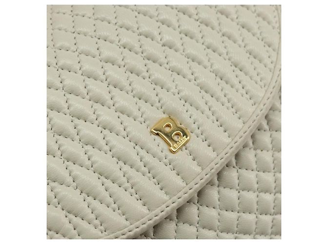 BALLY Bolsa de mão acolchoada de couro branco e dourado Auth gh1163 - vista 17