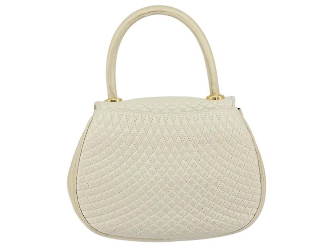 BALLY Bolsa de mão acolchoada de couro branco e dourado Auth gh1163 - vista 2