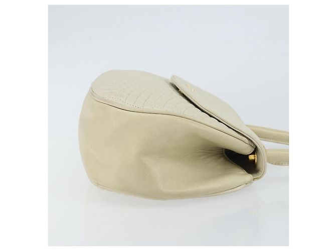 BALLY Bolsa de mão acolchoada de couro branco e dourado Auth gh1163 - vista 3