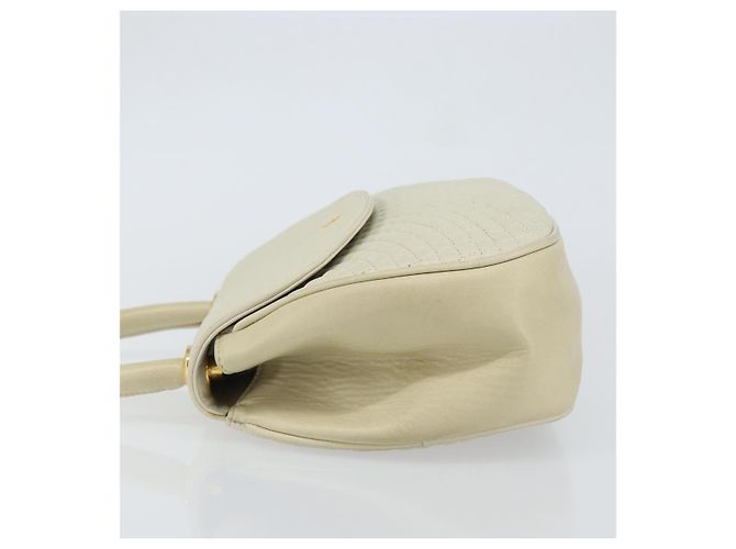 BALLY Bolsa de mão acolchoada de couro branco e dourado Auth gh1163 - vista 4