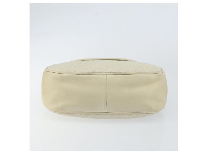 BALLY Bolsa de mão acolchoada de couro branco e dourado Auth gh1163 - vista 5