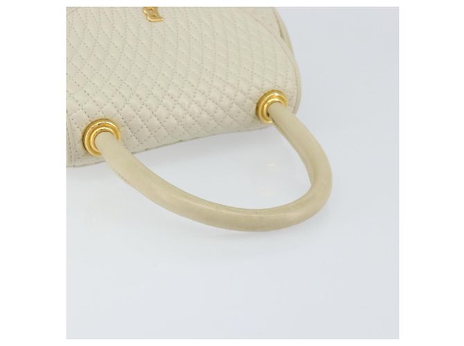BALLY Bolsa de mão acolchoada de couro branco e dourado Auth gh1163 - vista 7