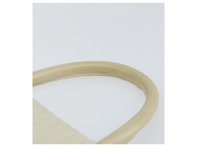 BALLY Bolsa de mão acolchoada de couro branco e dourado Auth gh1163 - vista 8