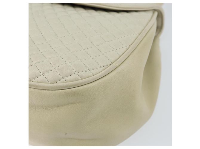 BALLY Bolsa de mão acolchoada de couro branco e dourado Auth gh1163 - vista 9