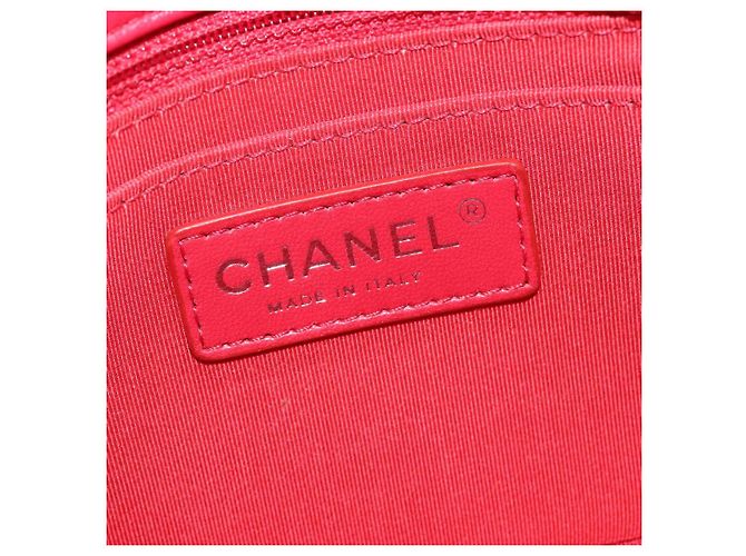 CHANEL Borsa a tracolla Cloche Turn Lock in pelle di agnello rossa argento CC Auth bs30375 Rosso - vista 19