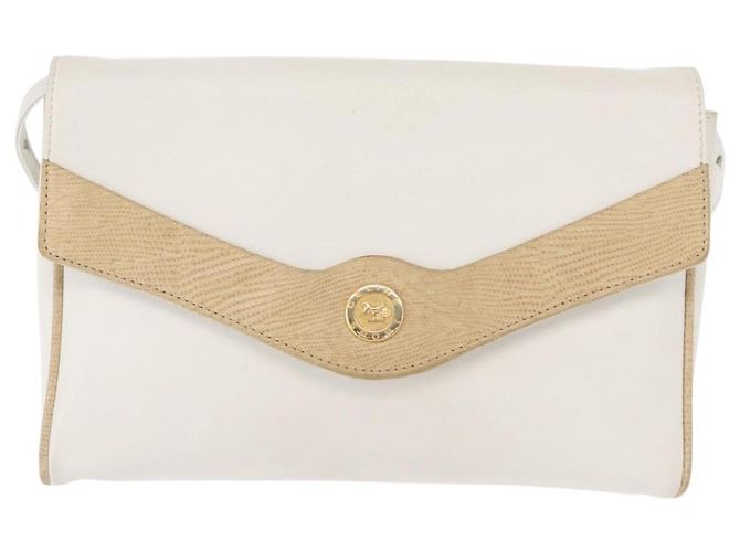 Céline Borsa a Spalla in Pelle Bianca e Oro Auth BA7313 Bianco D'oro - vista 13