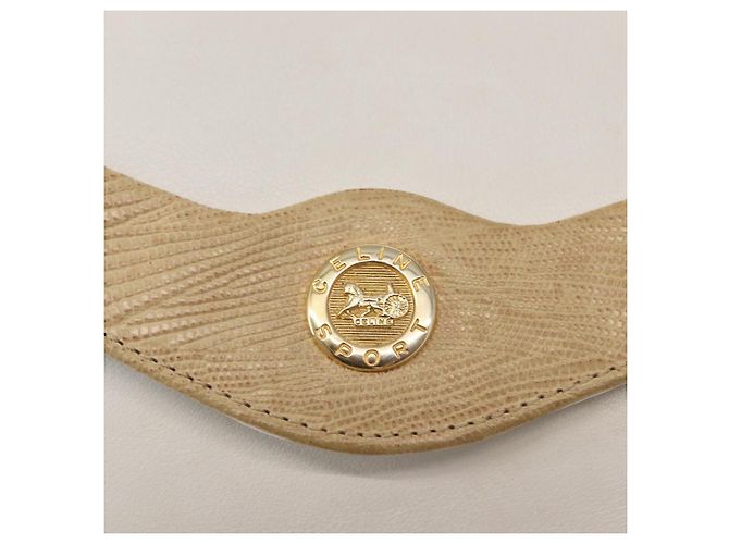 Céline Borsa a Spalla in Pelle Bianca e Oro Auth BA7313 Bianco D'oro - vista 17