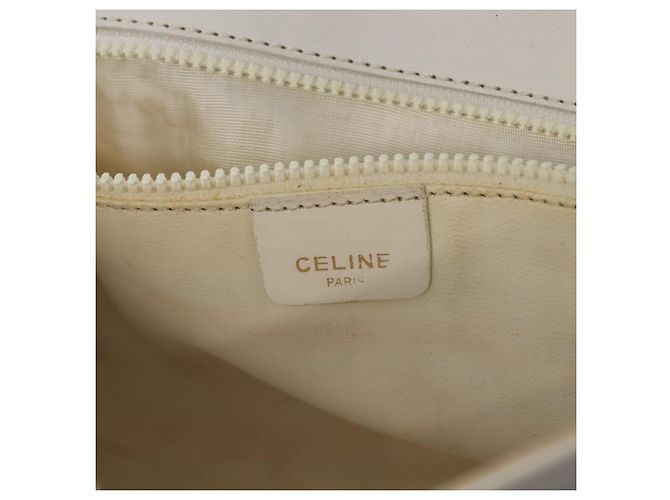 Céline Borsa a Spalla in Pelle Bianca e Oro Auth BA7313 Bianco D'oro - vista 19