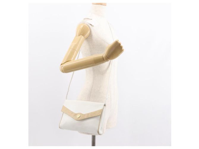 Céline Borsa a Spalla in Pelle Bianca e Oro Auth BA7313 Bianco D'oro - vista 22