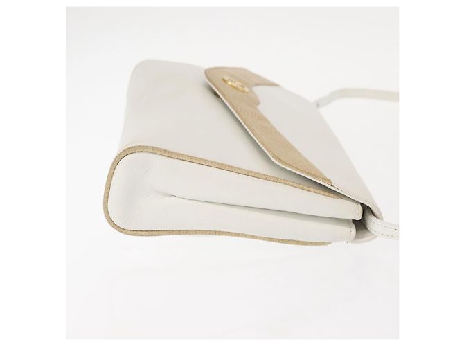 Céline Borsa a Spalla in Pelle Bianca e Oro Auth BA7313 Bianco D'oro - vista 3