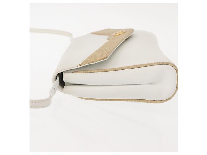 Céline Borsa a Spalla in Pelle Bianca e Oro Auth BA7313 Bianco D'oro - vista 4