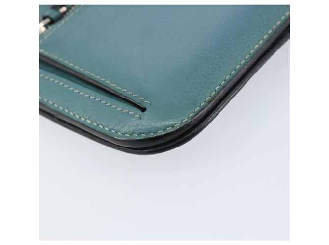 Hermès HERMES Dogon Lange Geldbörse Leder Hellblau Silber Auth am9479 - Ansicht 17