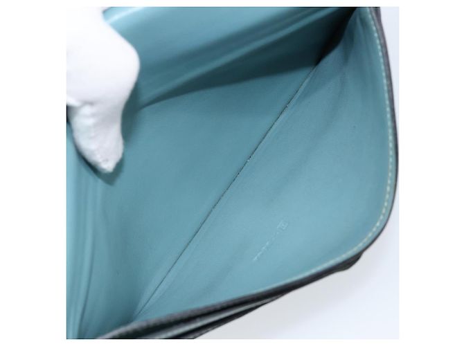 Hermès HERMES Dogon Lange Geldbörse Leder Hellblau Silber Auth am9479 - Ansicht 19