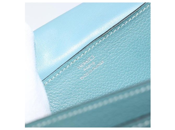Hermès HERMES Dogon Lange Geldbörse Leder Hellblau Silber Auth am9479 - Ansicht 20