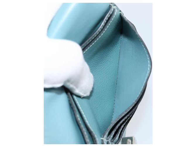 Hermès HERMES Dogon Lange Geldbörse Leder Hellblau Silber Auth am9479 - Ansicht 21