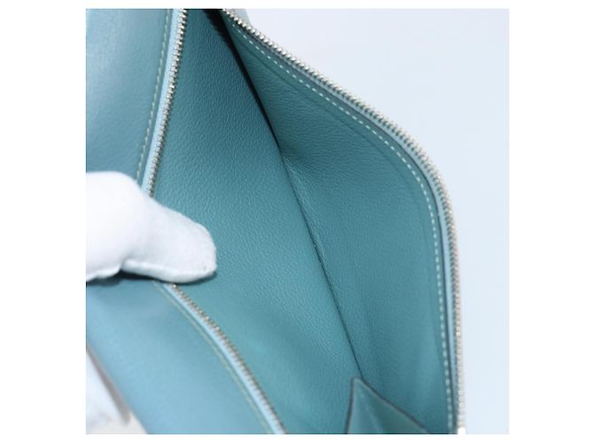 Hermès HERMES Dogon Lange Geldbörse Leder Hellblau Silber Auth am9479 - Ansicht 22