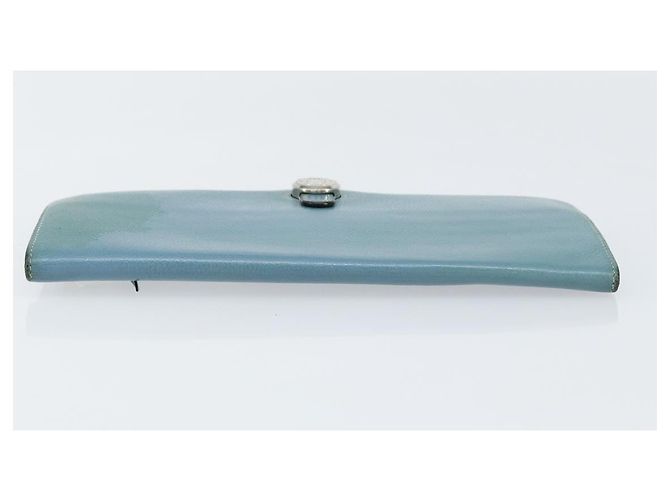 Hermès HERMES Dogon Lange Geldbörse Leder Hellblau Silber Auth am9479 - Ansicht 5