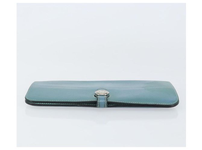 Hermès HERMES Dogon Lange Geldbörse Leder Hellblau Silber Auth am9479 - Ansicht 6
