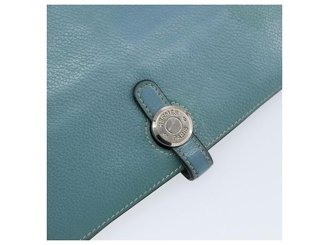 Hermès HERMES Dogon Lange Geldbörse Leder Hellblau Silber Auth am9479 - Ansicht 8