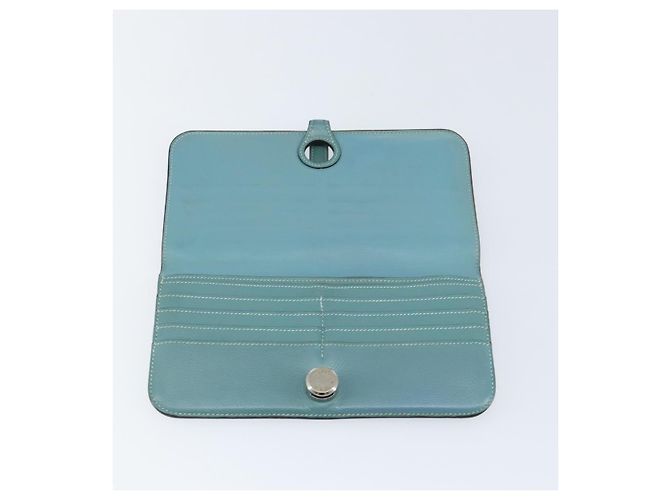 Hermès HERMES Dogon Lange Geldbörse Leder Hellblau Silber Auth am9479 - Ansicht 9