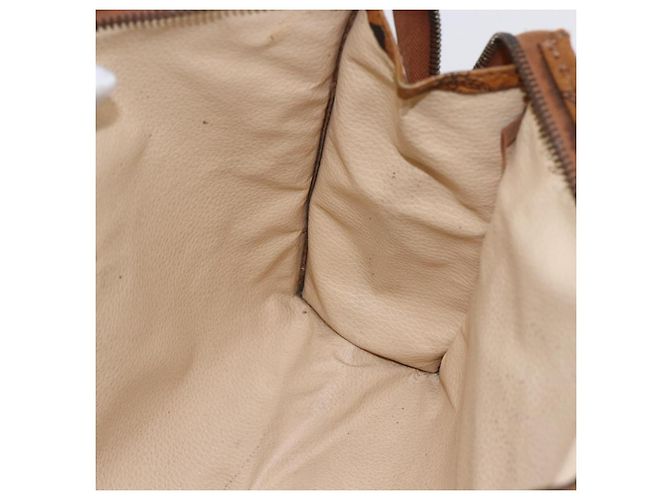 MCM Logogram Vicetos Clutch Bag in PVC Pelle Marrone Oro Auth BA7355 D'oro - vista 16