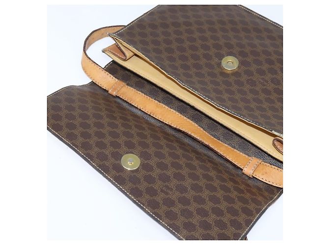 Céline Borsa a Spalla in Tela Macadam CELINE in Pelle PVC Marrone Oro Auth 150050 D'oro - vista 10
