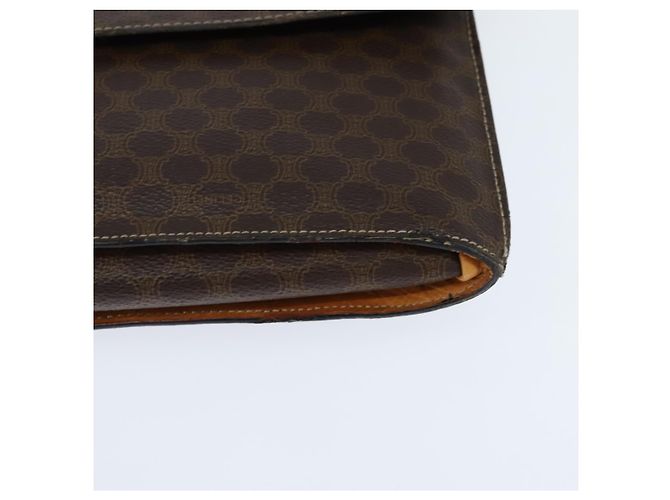 Céline Borsa a Spalla in Tela Macadam CELINE in Pelle PVC Marrone Oro Auth 150050 D'oro - vista 14