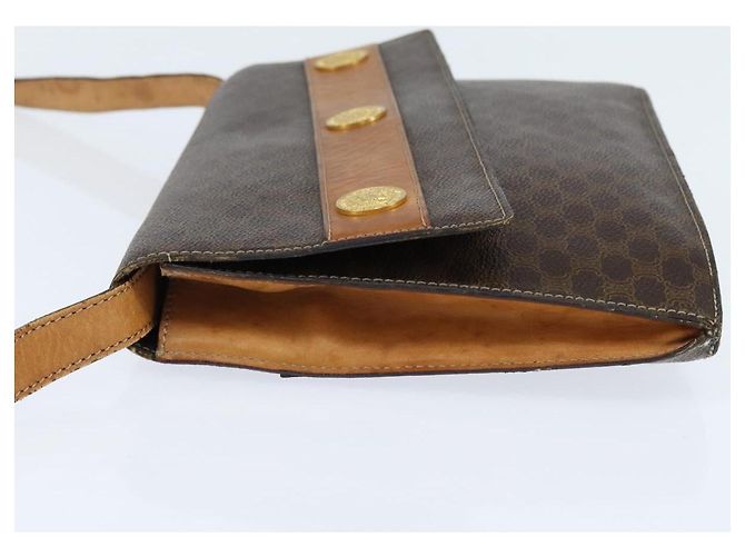 Céline Borsa a Spalla in Tela Macadam CELINE in Pelle PVC Marrone Oro Auth 150050 D'oro - vista 3