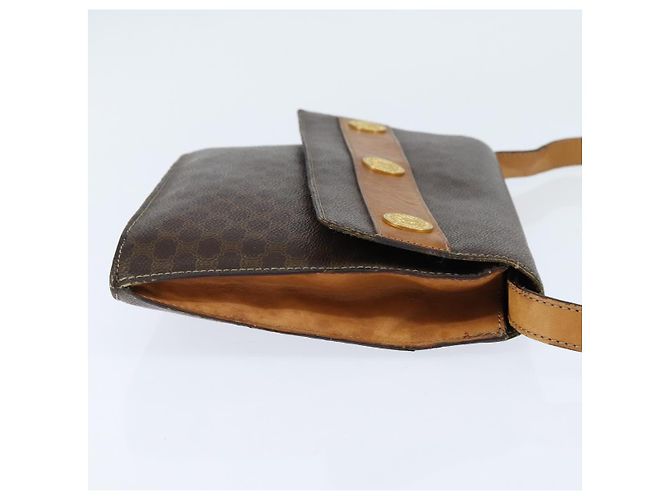 Céline Borsa a Spalla in Tela Macadam CELINE in Pelle PVC Marrone Oro Auth 150050 D'oro - vista 4