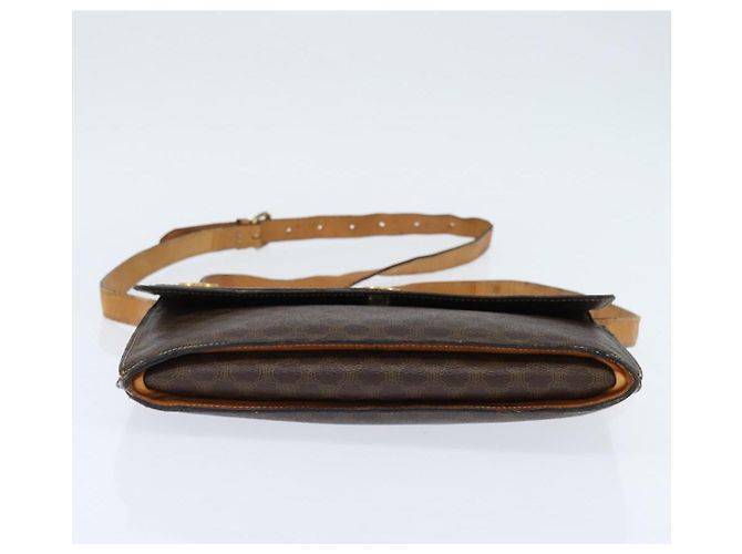 Céline Borsa a Spalla in Tela Macadam CELINE in Pelle PVC Marrone Oro Auth 150050 D'oro - vista 5
