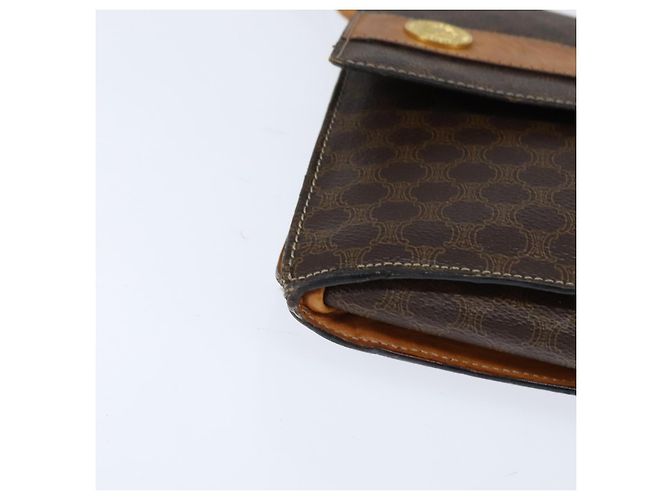 Céline Borsa a Spalla in Tela Macadam CELINE in Pelle PVC Marrone Oro Auth 150050 D'oro - vista 9