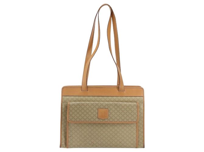 Céline Borsa a Spalla in Tela Macadam CELINE PVC Beige Oro Auth gh1092 D'oro - vista 13