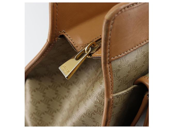 Céline Borsa a Spalla in Tela Macadam CELINE PVC Beige Oro Auth gh1092 D'oro - vista 19
